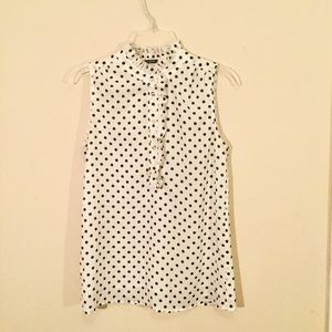 J Crew | Polka Dot Ruffle Collar Sleeveless Blouse
